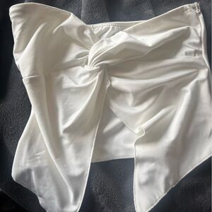 Elegant White Satin Twist Top